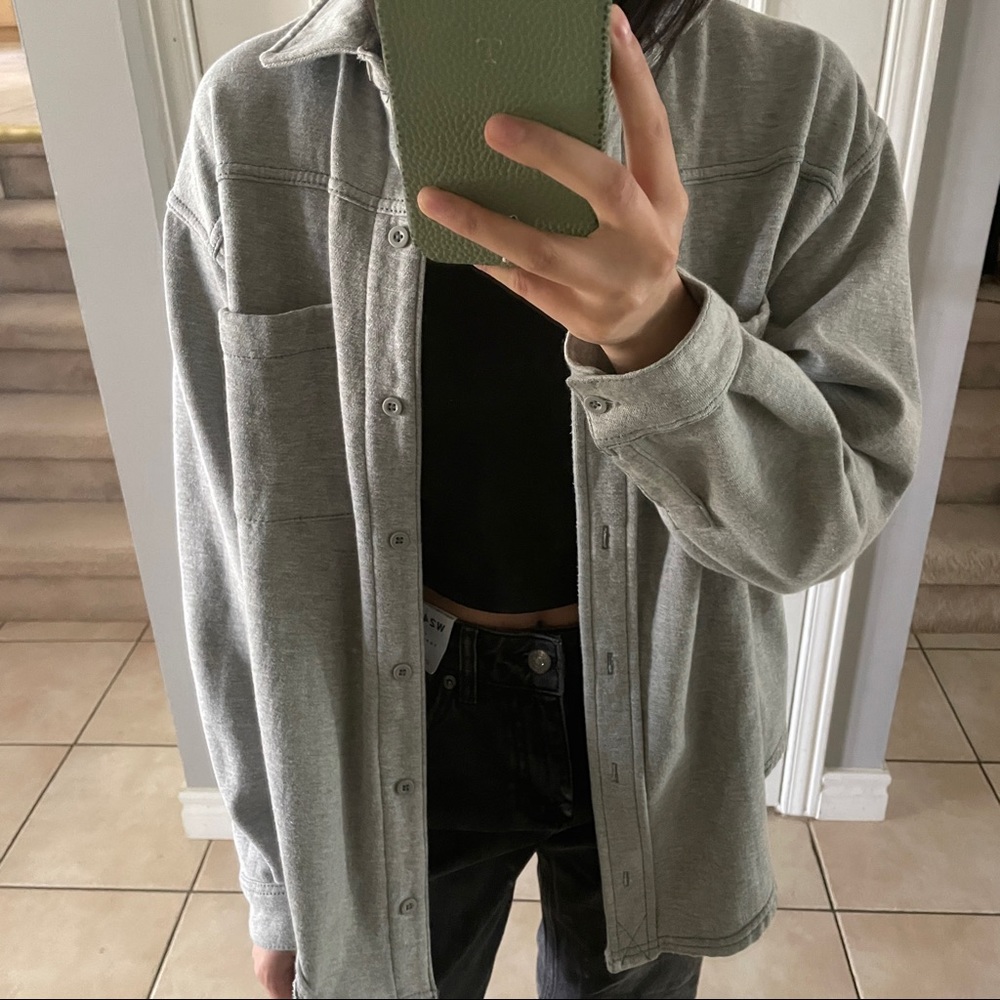 Grey Urban Outfitters flannel shacket style button up (Size XS)